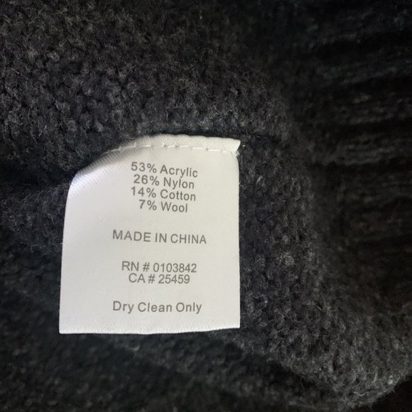 DE RIGUEUR PROVISIONS GREY V-NECK EXPOSED SEAM PULLOVER SWEATER Women's … - Picture 4 of 10